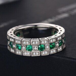 💎925 Silver Plated Exclusive Green CZ Ring for Women, MARR9289